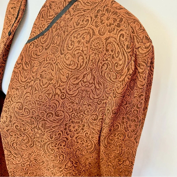 Drapers And Damons Rust Orange Floral Paisley Open Front Blazer Jacket Size 14 - Picture 12 of 12
